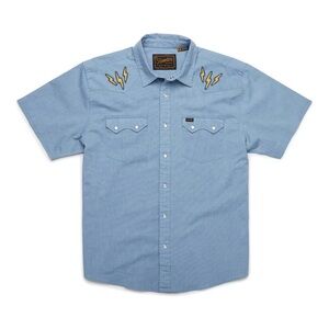 Howler Brothers Light Blue Crosscut Deluxe Shirt with Embroidery